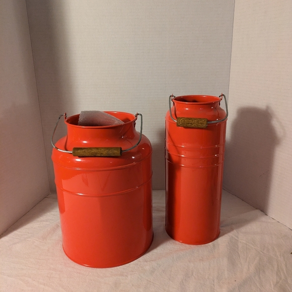 IKEA orange buckets with wooden handle set of 2 - Picture 1 of 4